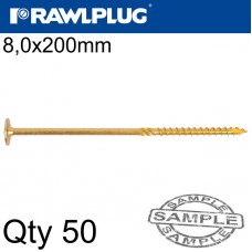 TIMBER CS SCREW 8.0 X 200MM X50-BOX TORX T40